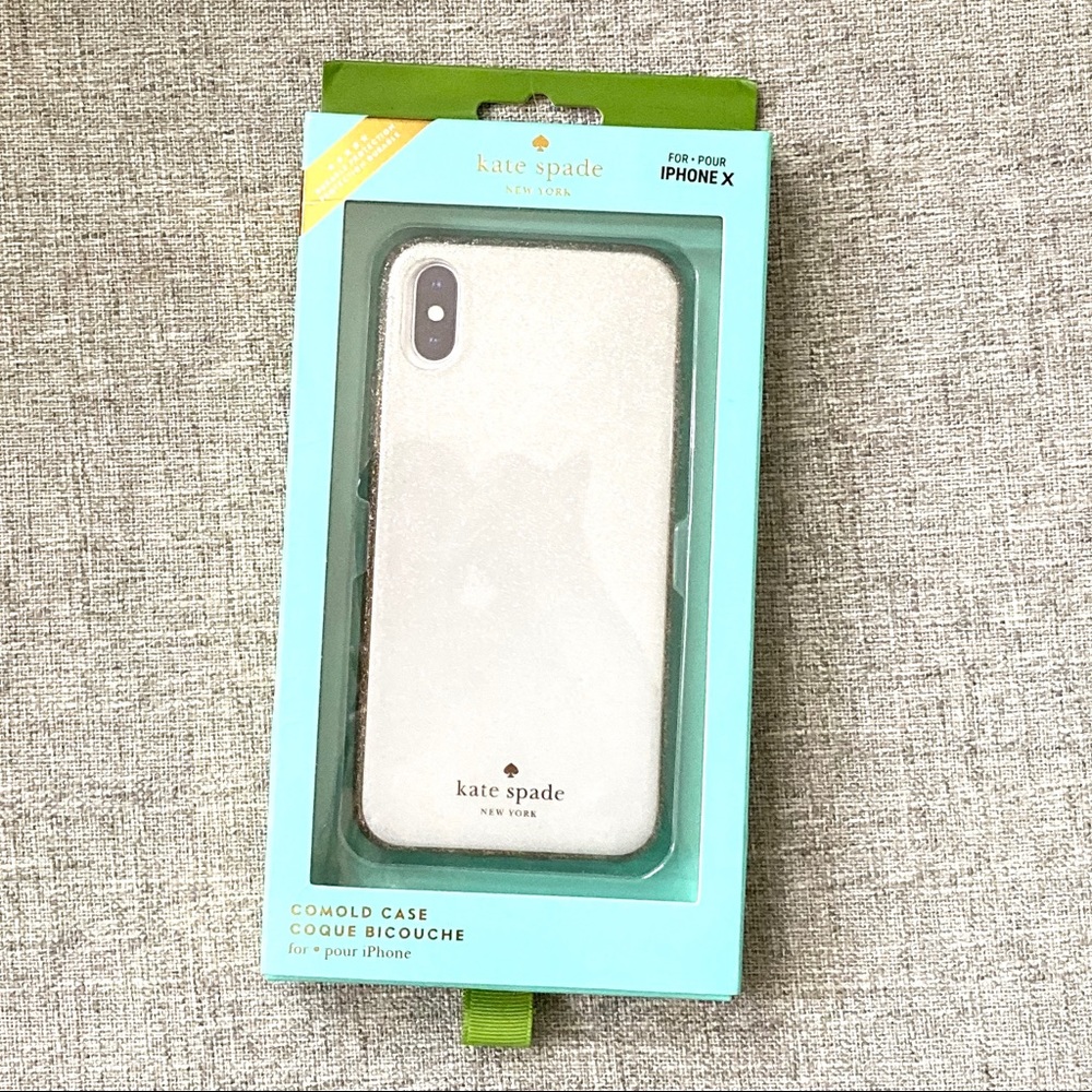 Silver/white glitter Kate Spade case for iPhone X